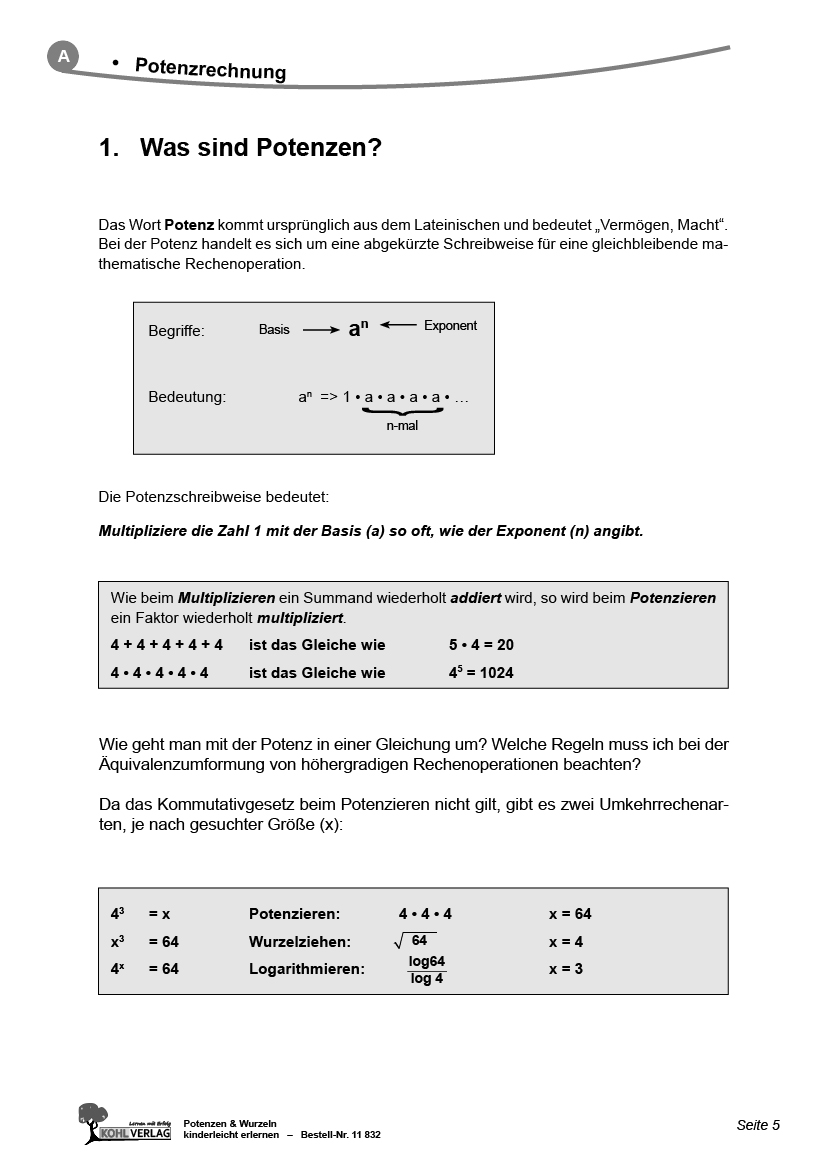 Potenzen & Wurzeln PDF, 40 S.