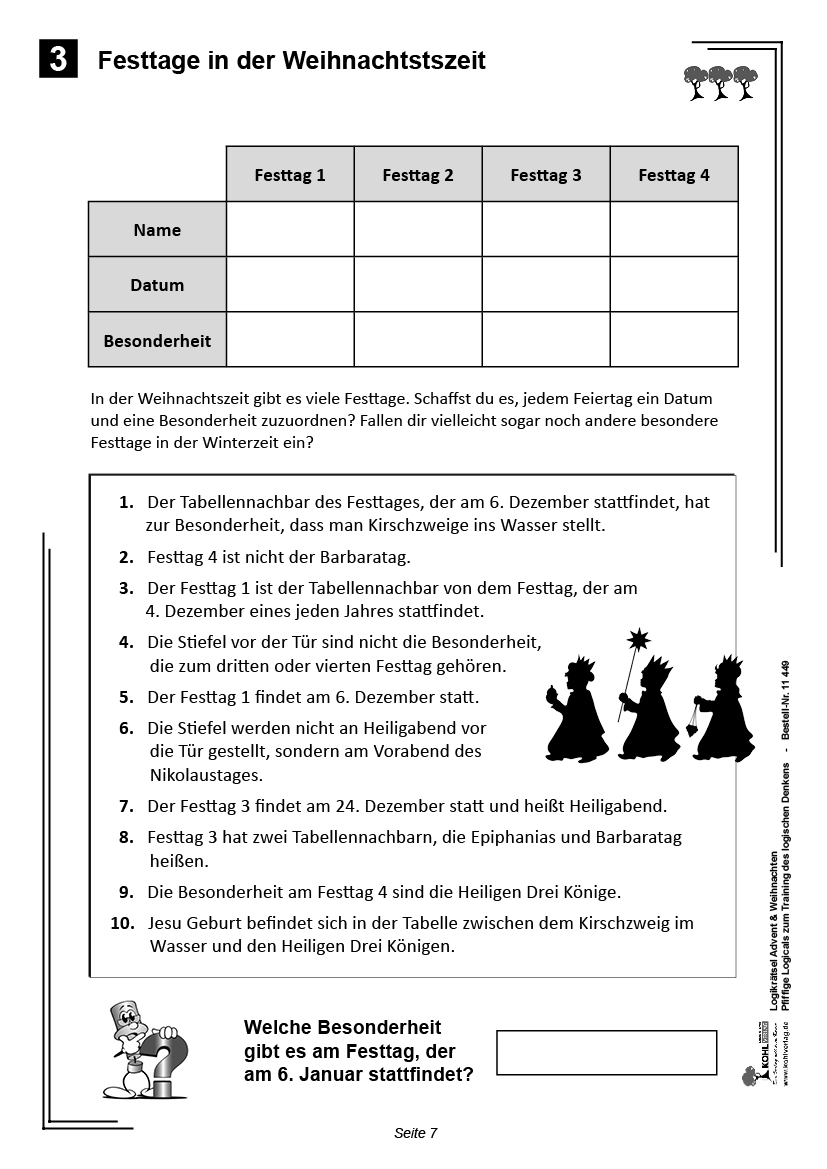 Logikrätsel Advent & Weihnachten PDF, ab 9 J., 32 S. 