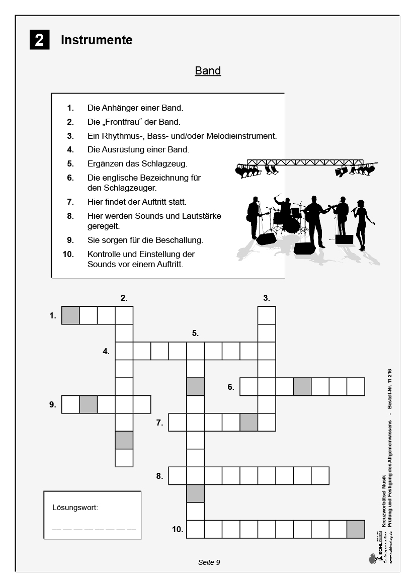 Kreuzworträtsel  Musik PDF, ab 11 J., 48 S.