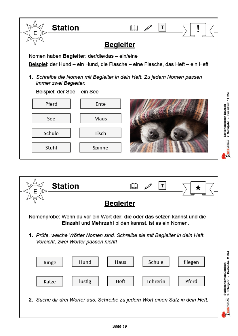 Stationenlernen Deutsch / Klasse 2 - Komplett ausgearbeitetes Freiarbeitsmaterial / PDF, ab 7 J.