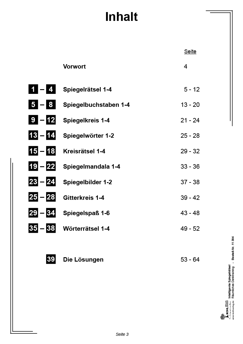 Intelligente Spiegelrätsel / PDF, ab 8 J.