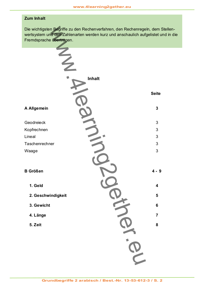 MaF Grundbegriffe 2 - Größen arabisch, PDF, 9 S.