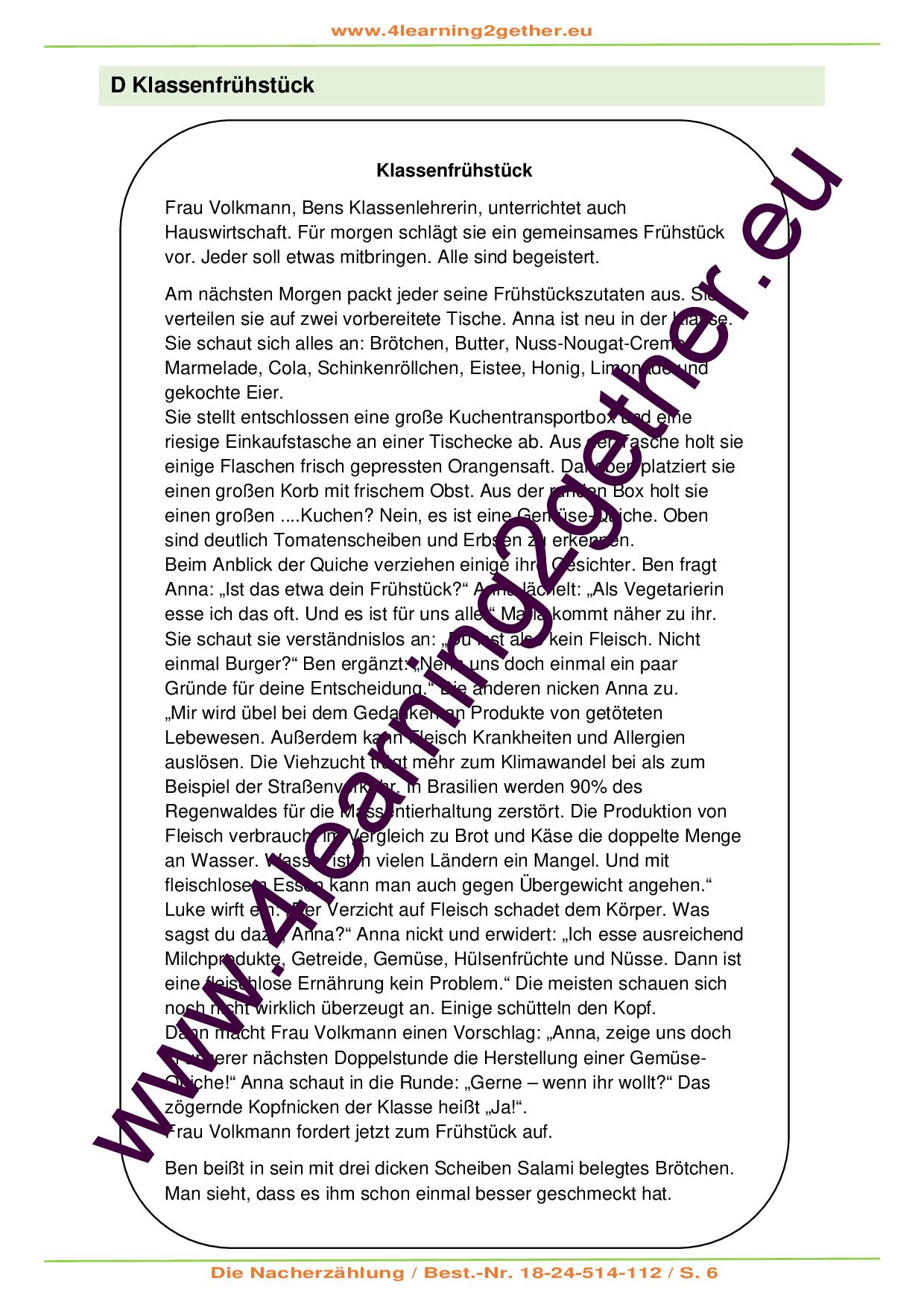 Karolien & Lena schreiben einen Aufsatz - Die Nacherzählung / Bearb. Word & PDF, 22 S., ab 11 J.