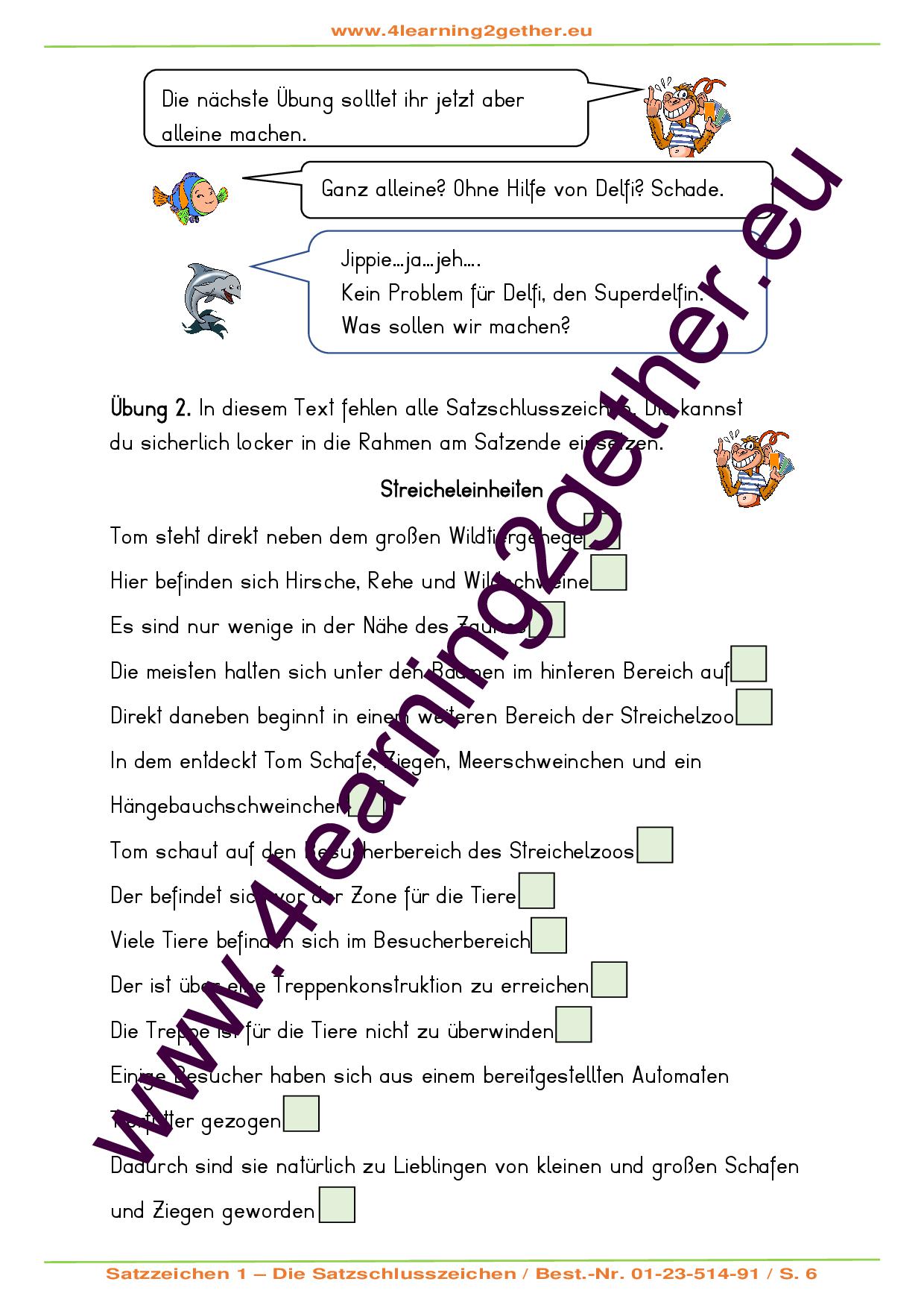 Bewegte Rechtschreibung / Satzzeichen 1 / Die Satzschlusszeichen / Bearb. Word, 18 S., 7 - 8 J.