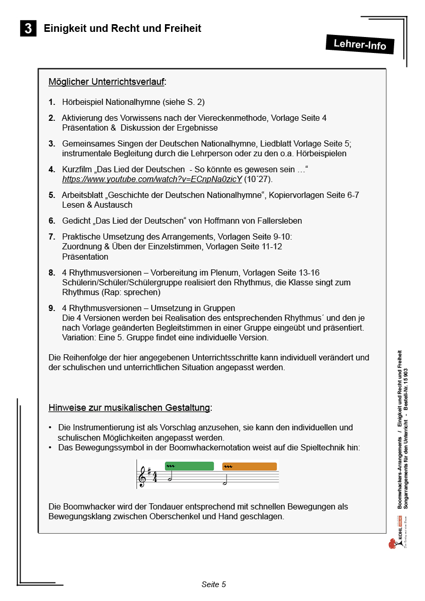 Songarrangement "Einigkeit und Recht und Freiheit"  PDF, ab 12 J., 16 S.