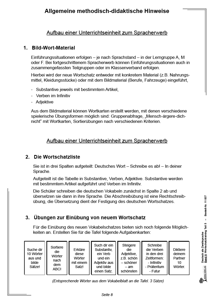 Deutsch als Zweitsprache in Vorbereitungsklassen Band 6: Wortschatztraining Teil 5