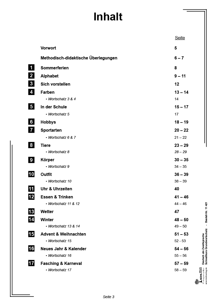 Deutsch als Zweitsprache in Vorbereitungsklassen Band 1: Schnellkurs Grundwortschatz PDF, ab 6 J., 88 S.
