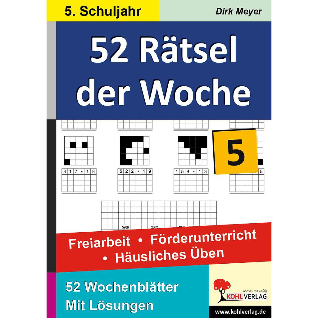 52 Rätsel der Woche / Klasse 5, PDF, ab 10 J., 72 S.