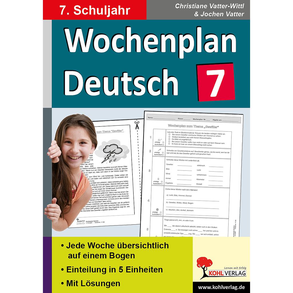 Wochenplan Deutsch / Klasse 7, ab 12 J., PDF