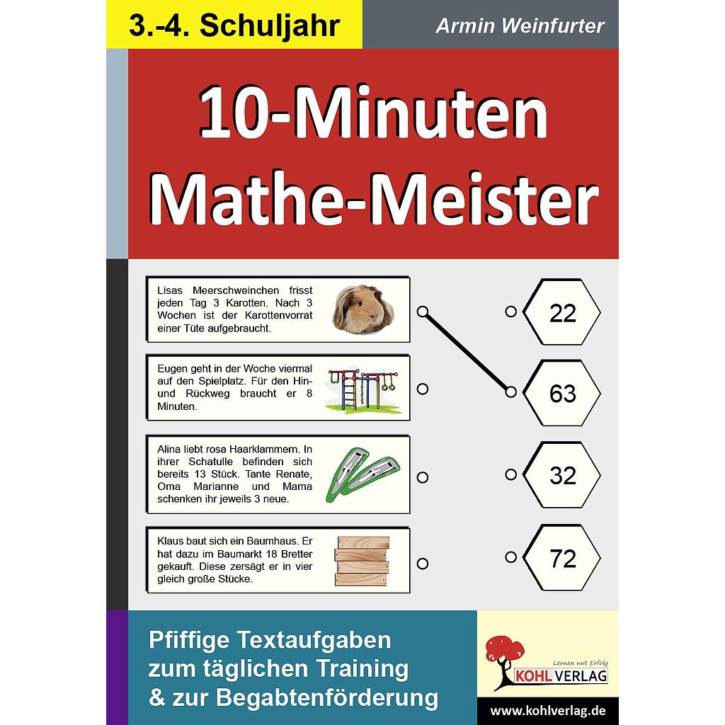 10-Minuten-Mathe-Meister PDF, Klasse 3-4, 36 S.