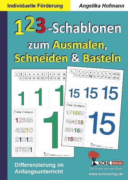 123-Schablonen zum Ausmalen, Schneiden und Basteln PDF, 48 S.