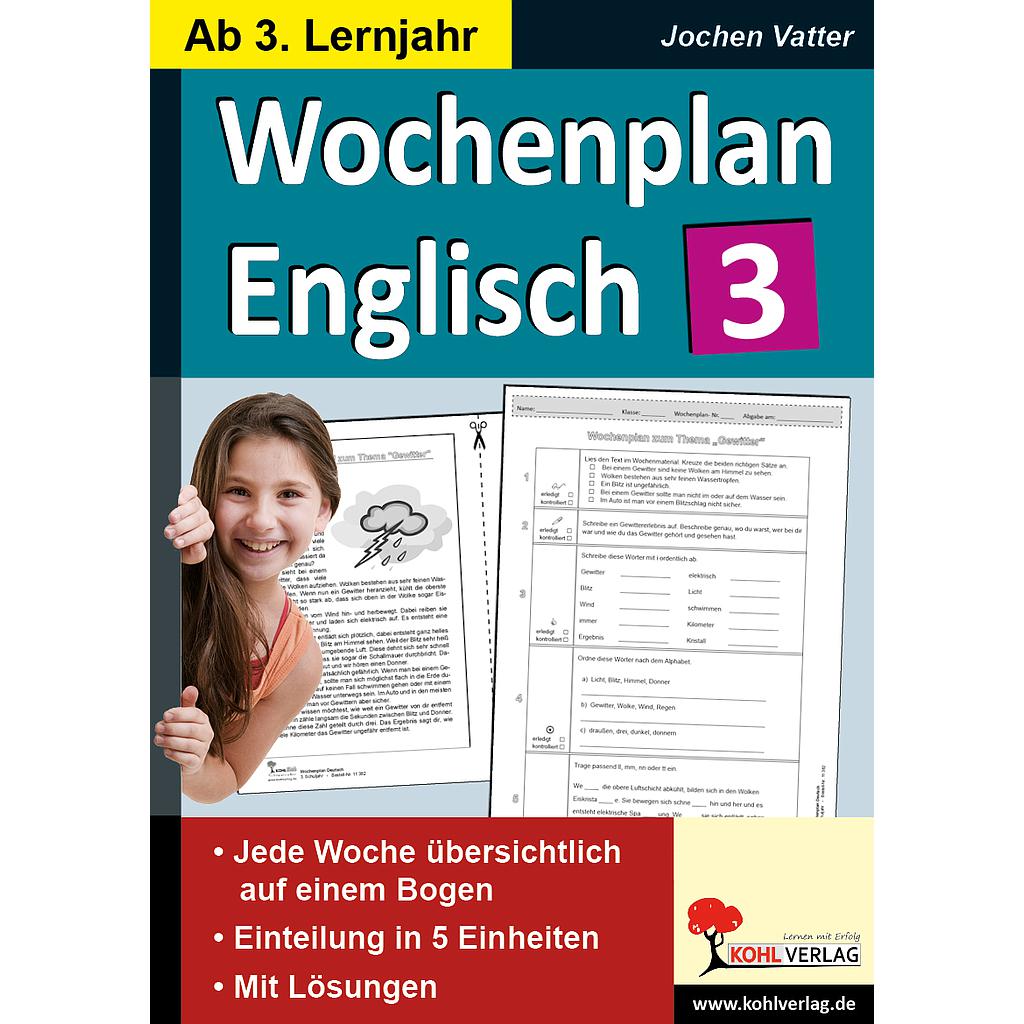 Wochenplan ENGLISCH 3 / PDF, ab 12 J. 