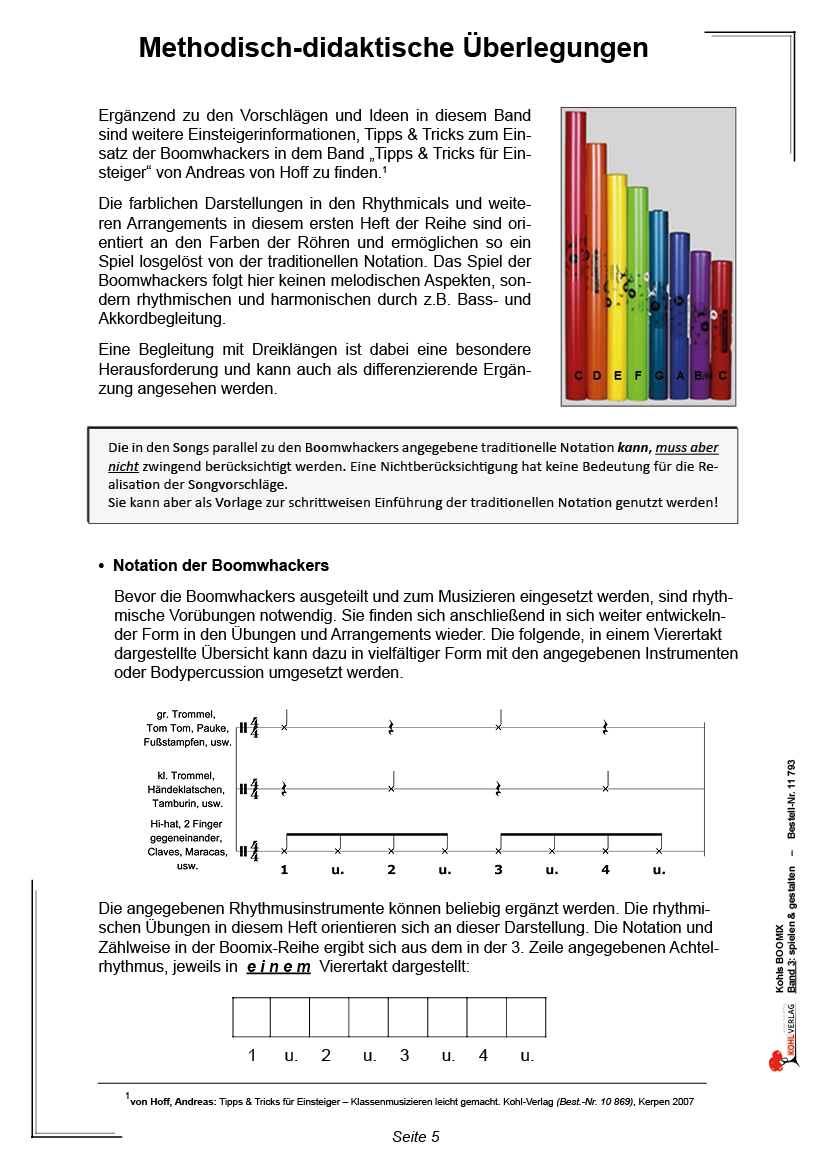 Boomix 3 - Boomwhackers für Experten  PDF, ab 10 J., 36 S.