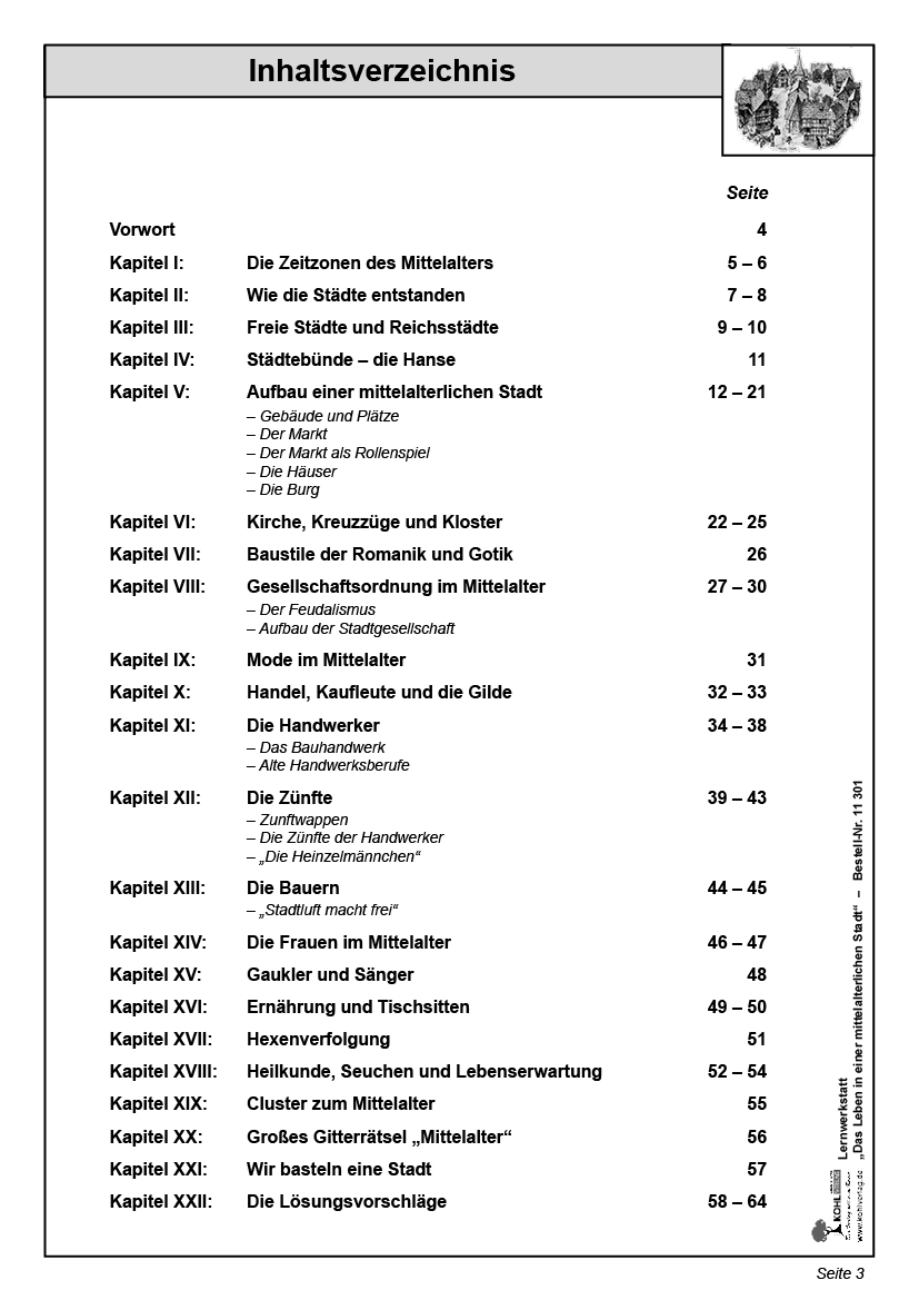 Lernwerkstatt Das Leben in einer mittelalterlichen Stadt PDF, ab 9 J., 64 S.
