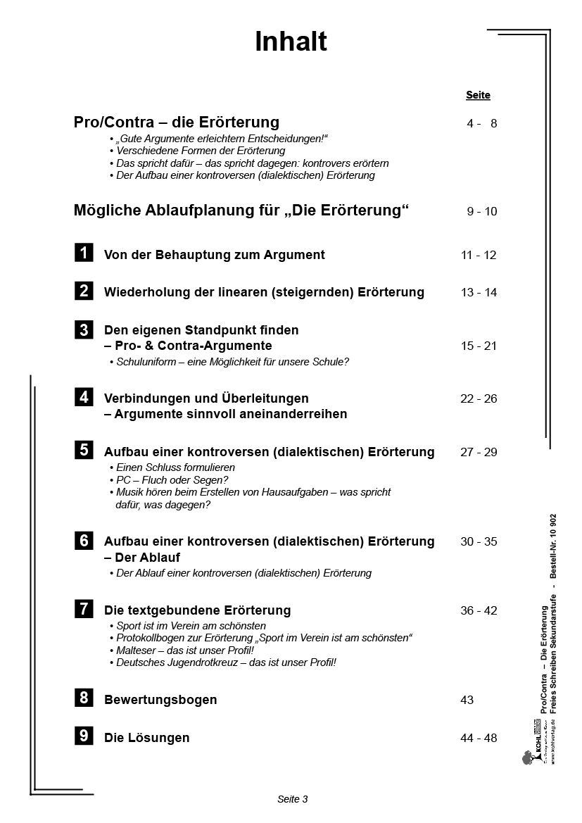 Pro/Contra - Die Erörterung - 8 Unterrichtseinheiten mit fix & fertigen Stundenbildern PDF, ab 10 J., 48 S.