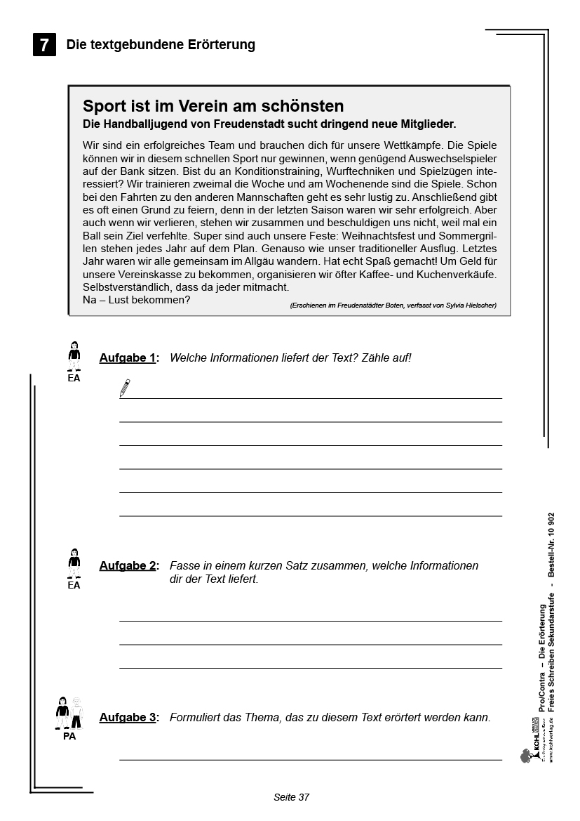 Pro/Contra - Die Erörterung - 8 Unterrichtseinheiten mit fix & fertigen Stundenbildern PDF, ab 10 J., 48 S.