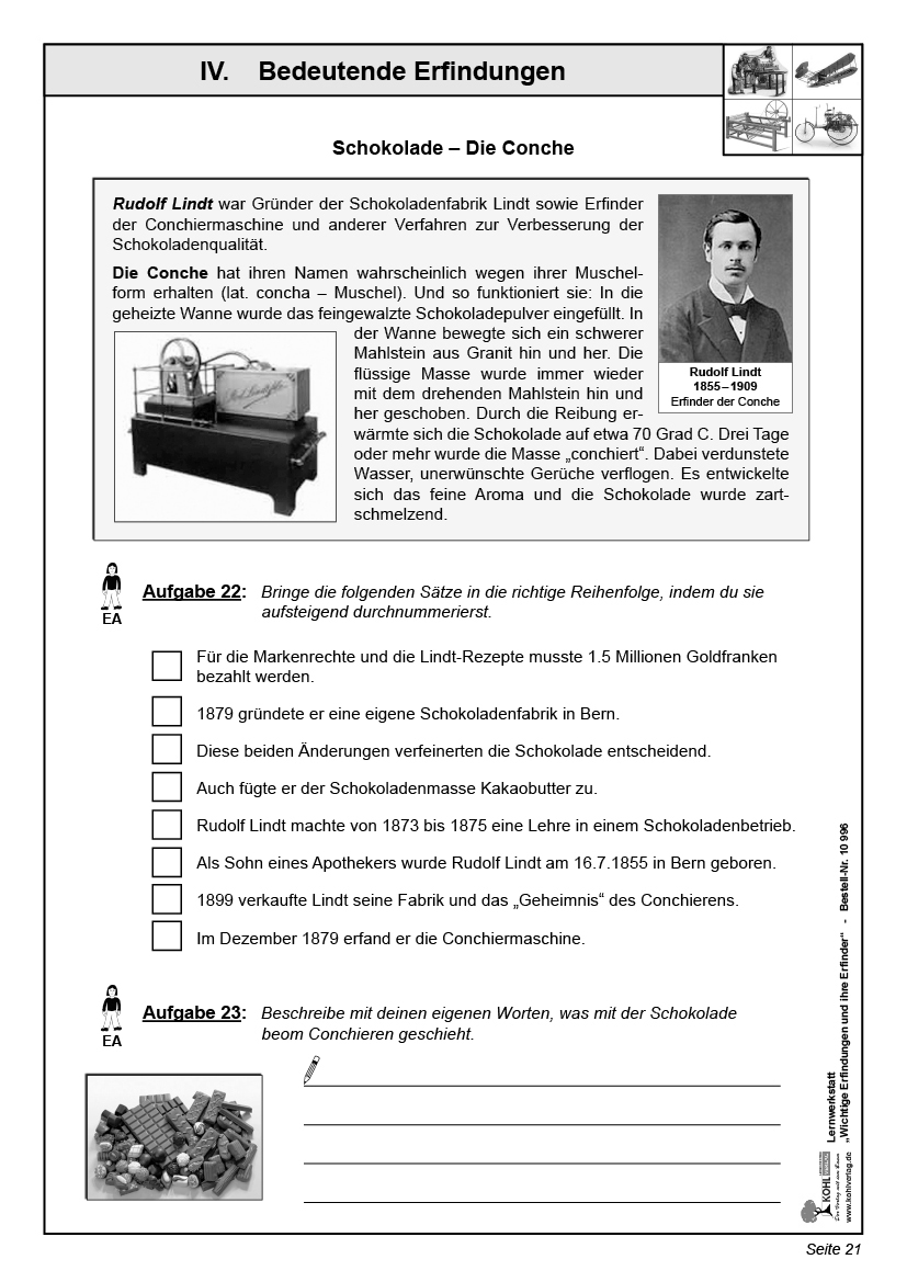 Lernwerkstatt Wichtige Erfindungen und ihre Erfinder, PDF, ab 8 J., 56 S.