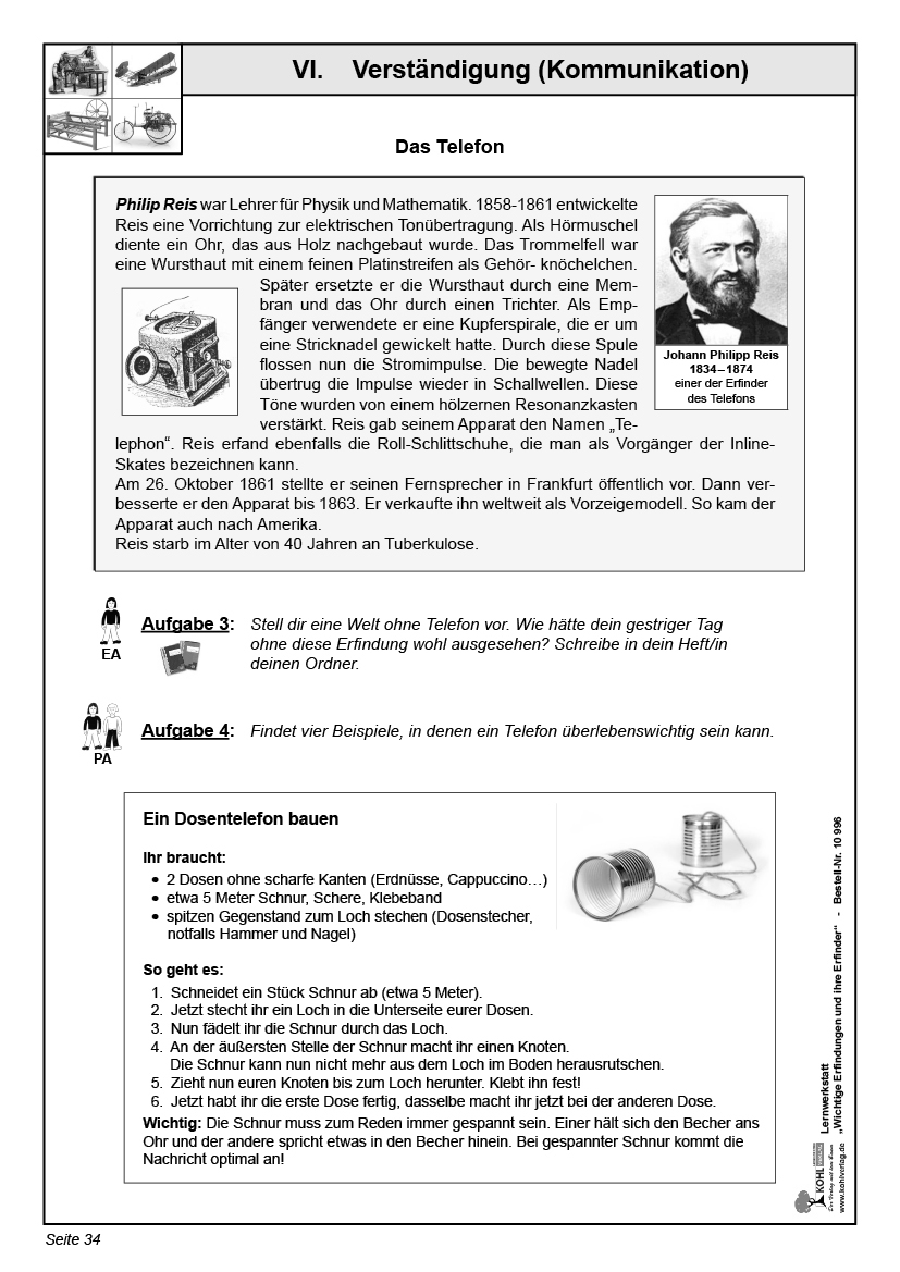 Lernwerkstatt Wichtige Erfindungen und ihre Erfinder, ab 8 J., 56 S.