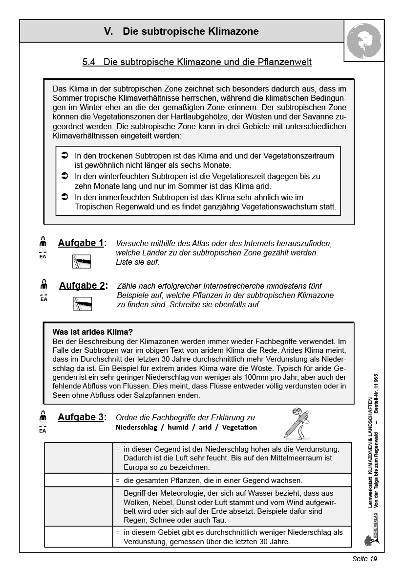 Lernwerkstatt Klimazonen & Landschaften, PDF, 9 J., 56 S.