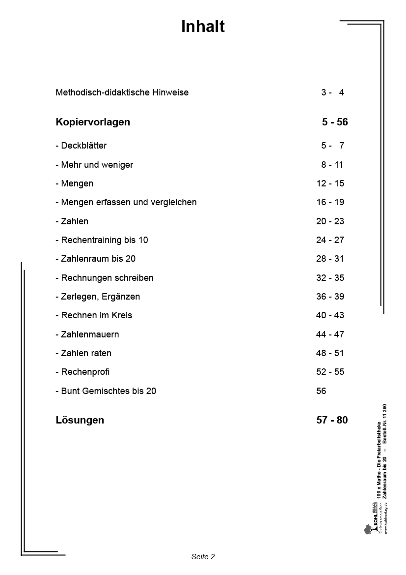199x Mathe - Die Freiarbeitstheke Zahlenraum bis 20, 80 S.
