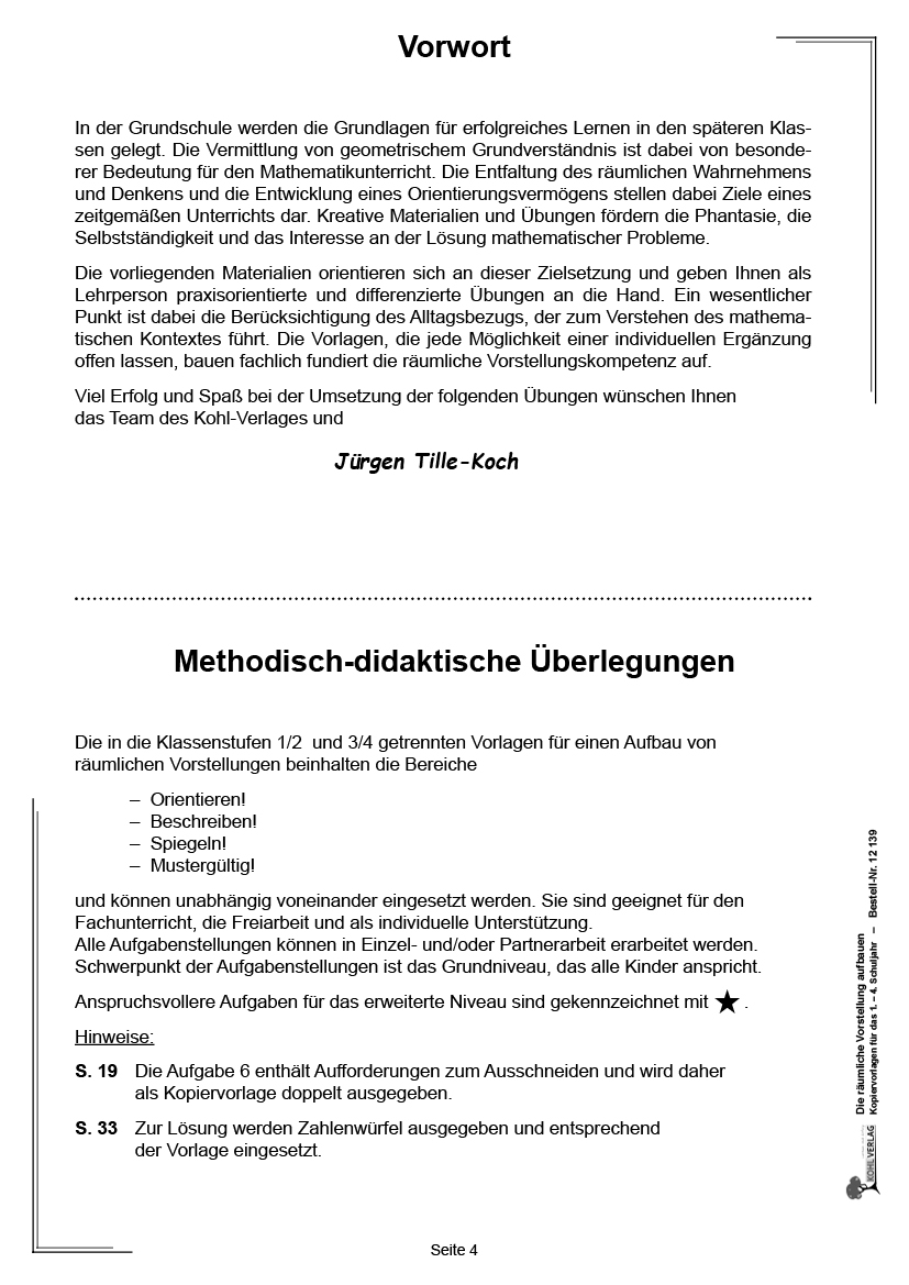 Die räumliche Vorstellung aufbauen, PDF, ab 6 J., 48 S.