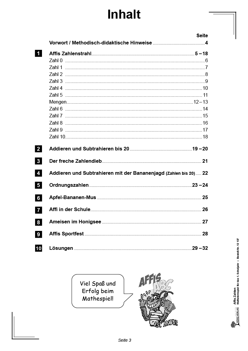 Affis Zahlen - Buch zum Lernspiel Affis ABC, PDF, ab 6 J., 32 S. (Kopie)