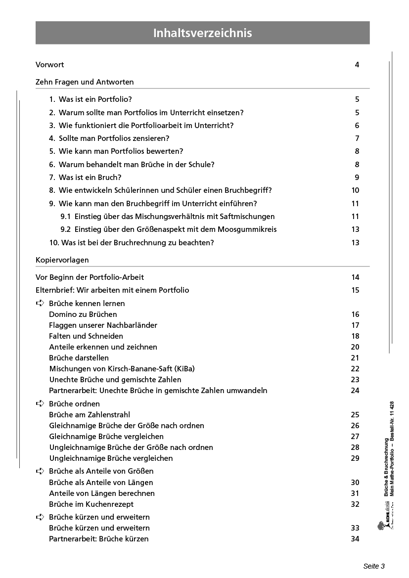 Brüche & Bruchrechnung Mein Mathe-Portfolio PDF, 56 S.