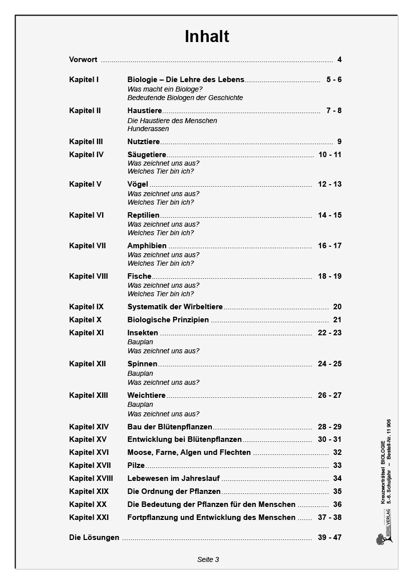 Kreuzworträtsel Biologie / Klasse 5-6, PDF, 48 S.