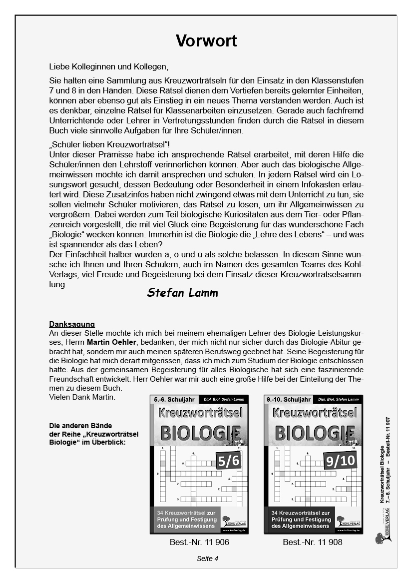 Kreuzworträtsel Biologie / Klasse 7-8, PDF,48 S.
