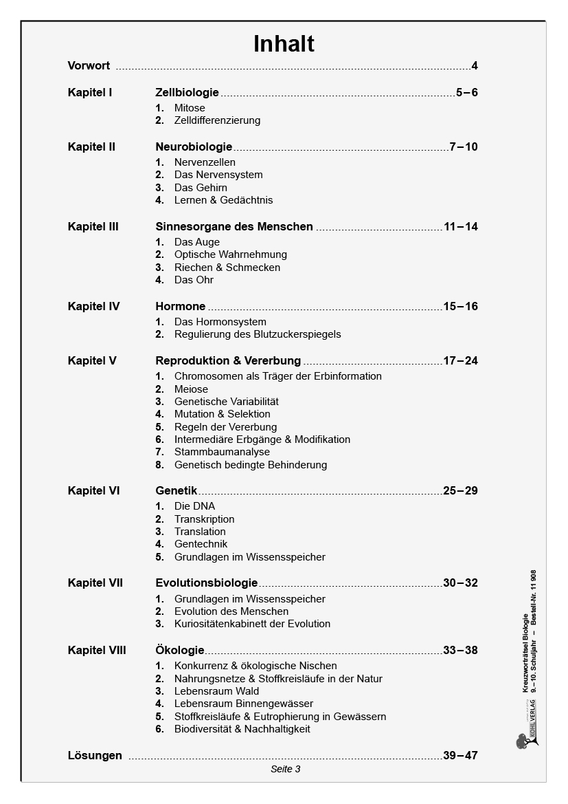 Kreuzworträtsel Biologie / Klasse 9-10, PDF, 48 S.