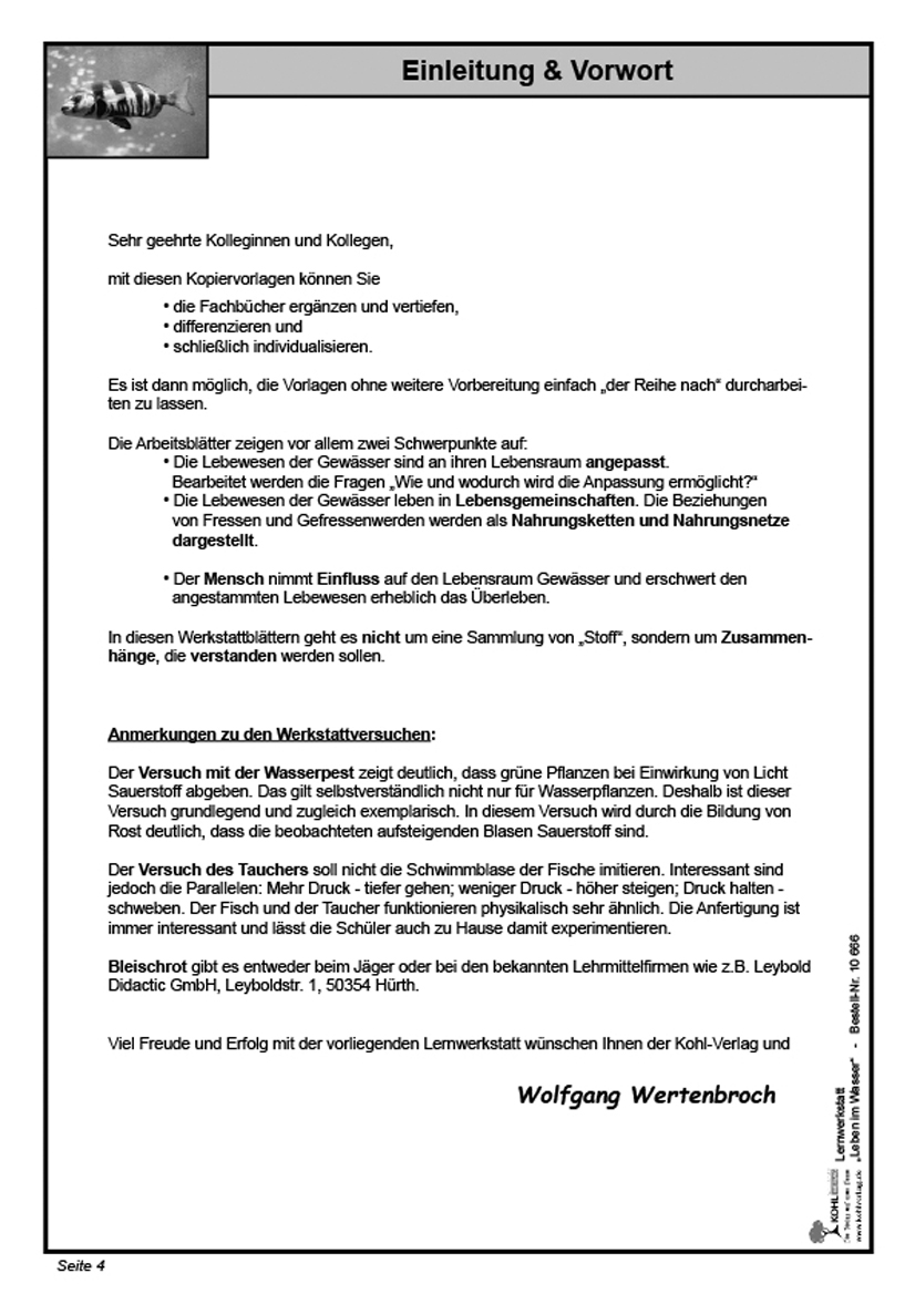 Lernwerkstatt Leben im Wasser PDF, ab 9 J., 48 S.