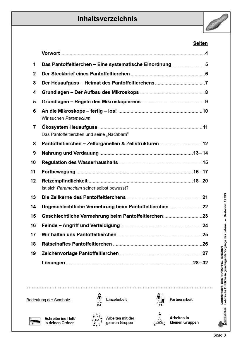 Lernwerkstatt Das Pantoffeltierchen, ab 10 J., 32 S.