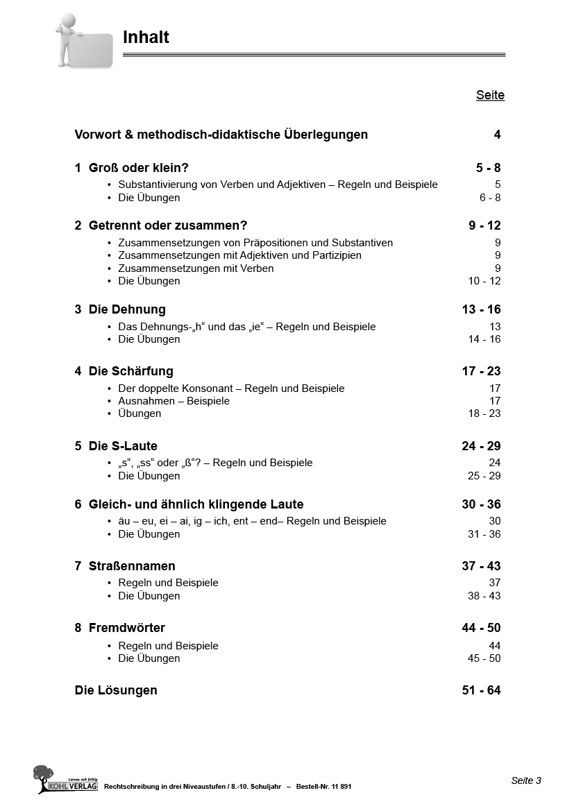 Rechtschreibung in drei Niveaustufen PDF, ab 14 J., 64 S.