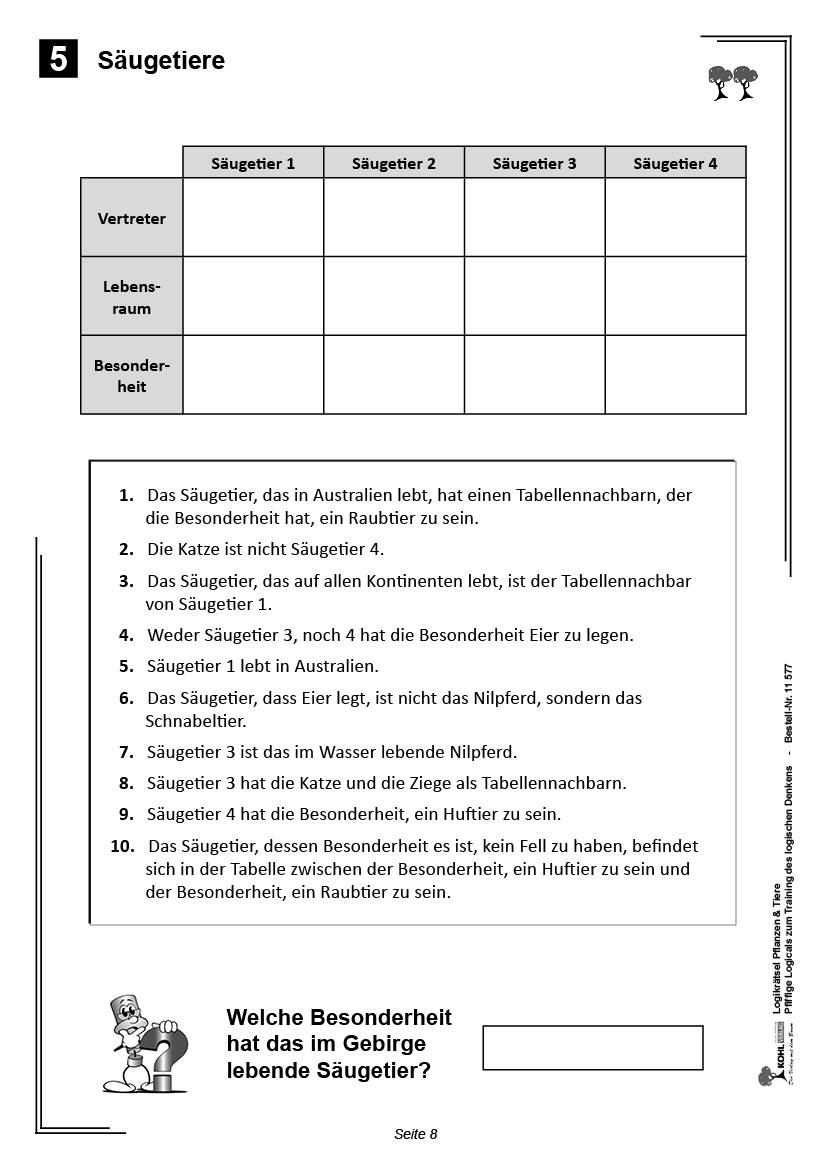 Logikrätsel Pflanzen & Tiere PDF, ab 9 J., 48 S.