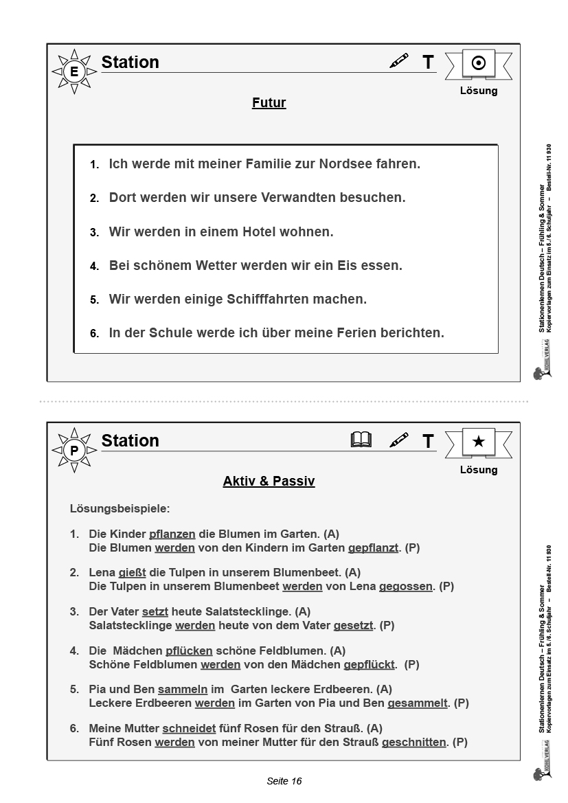 Stationenlernen Deutsch Frühling & Sommer PDF, ab 10 J., 56 S.