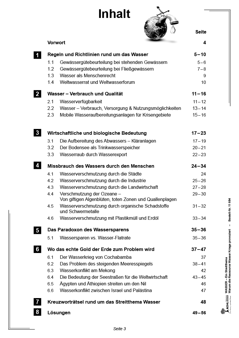 WASSER - Ein Streitthema, PDF, ab 10 J., 56 S.