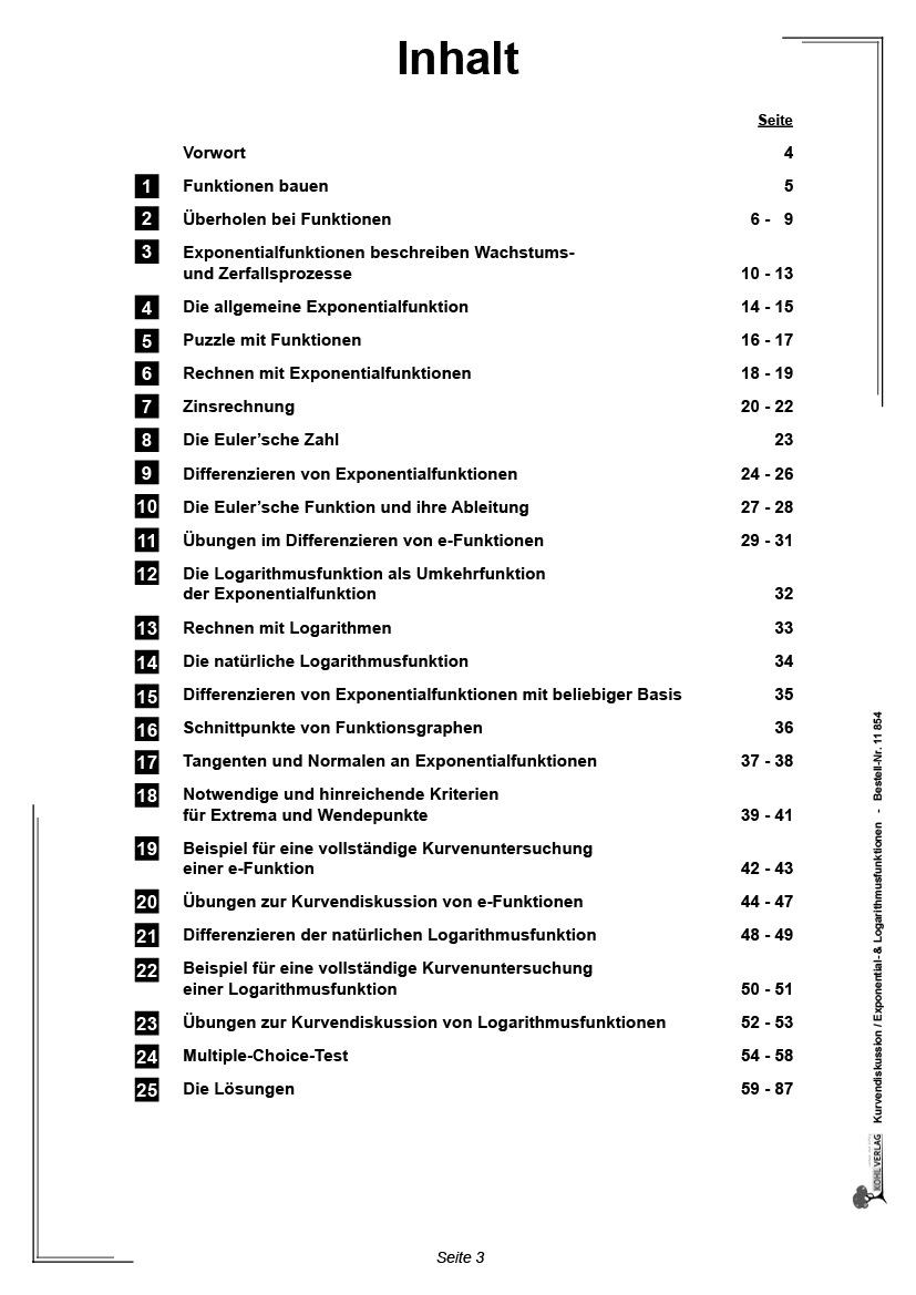 Kurvendiskussion / Exponential- & Logarithmusfunktionen, PDF, ab 14 J., 88 S.