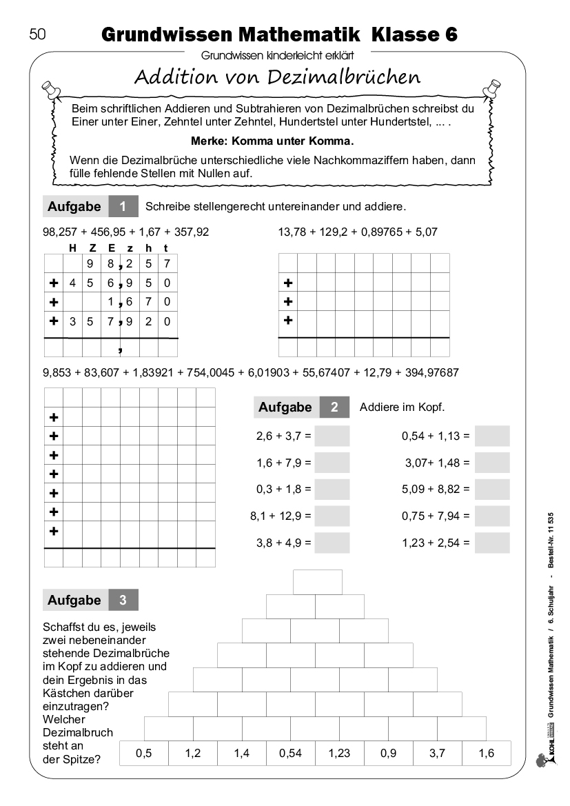 Grundwissen Mathematik / Klasse 6, PDF, ab 11 J., 104 S.