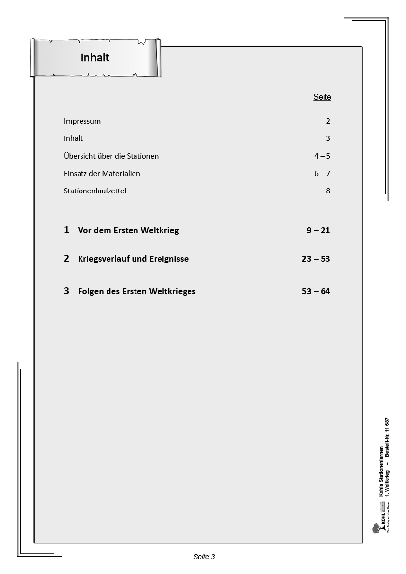Stationenlernen 1. Weltkrieg / PDF, ab 10 J., 64 S.