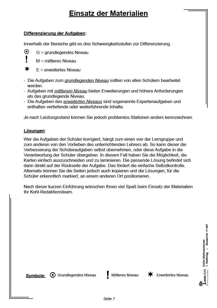 Stationenlernen 1. Weltkrieg / PDF, ab 10 J., 64 S.