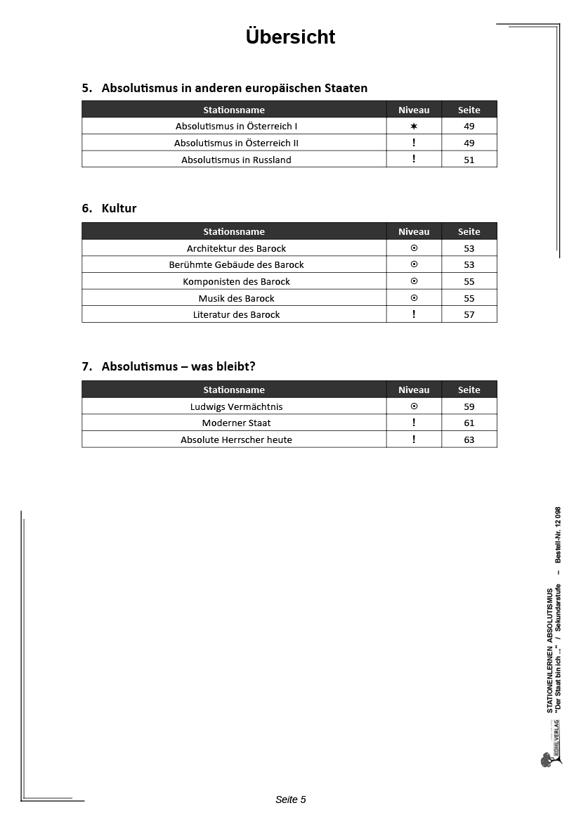 Stationenlernen Absolutismus/ PDF, ab 10 J., 64 S.