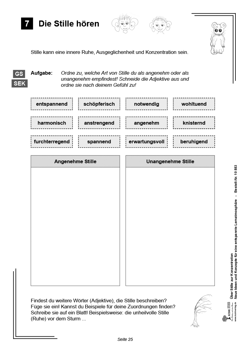 Über Stille zur Konzentration Eine Werkstatt aus der Praxis für die Praxis / PDF, ab 6 J., 52 S.