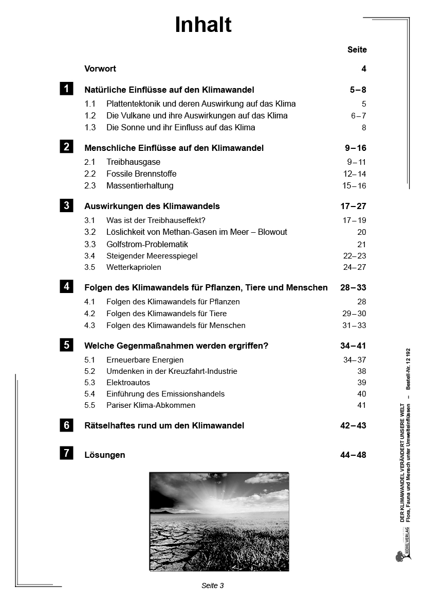 Der Klimawandel verändert unsere Welt - Flora, Fauna und Mensch unter Umwelteinflüssen/ PDF, ab 11 J., 48 S.