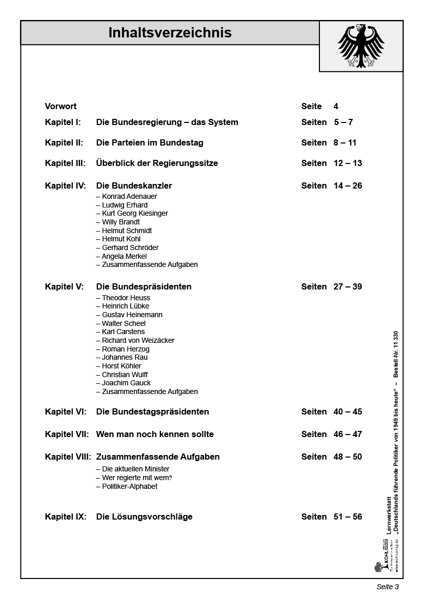 Lernwerkstatt Deutschlands führende Politiker ... von 1949 bis heute/ PDF, ab 12 J., 56 S.