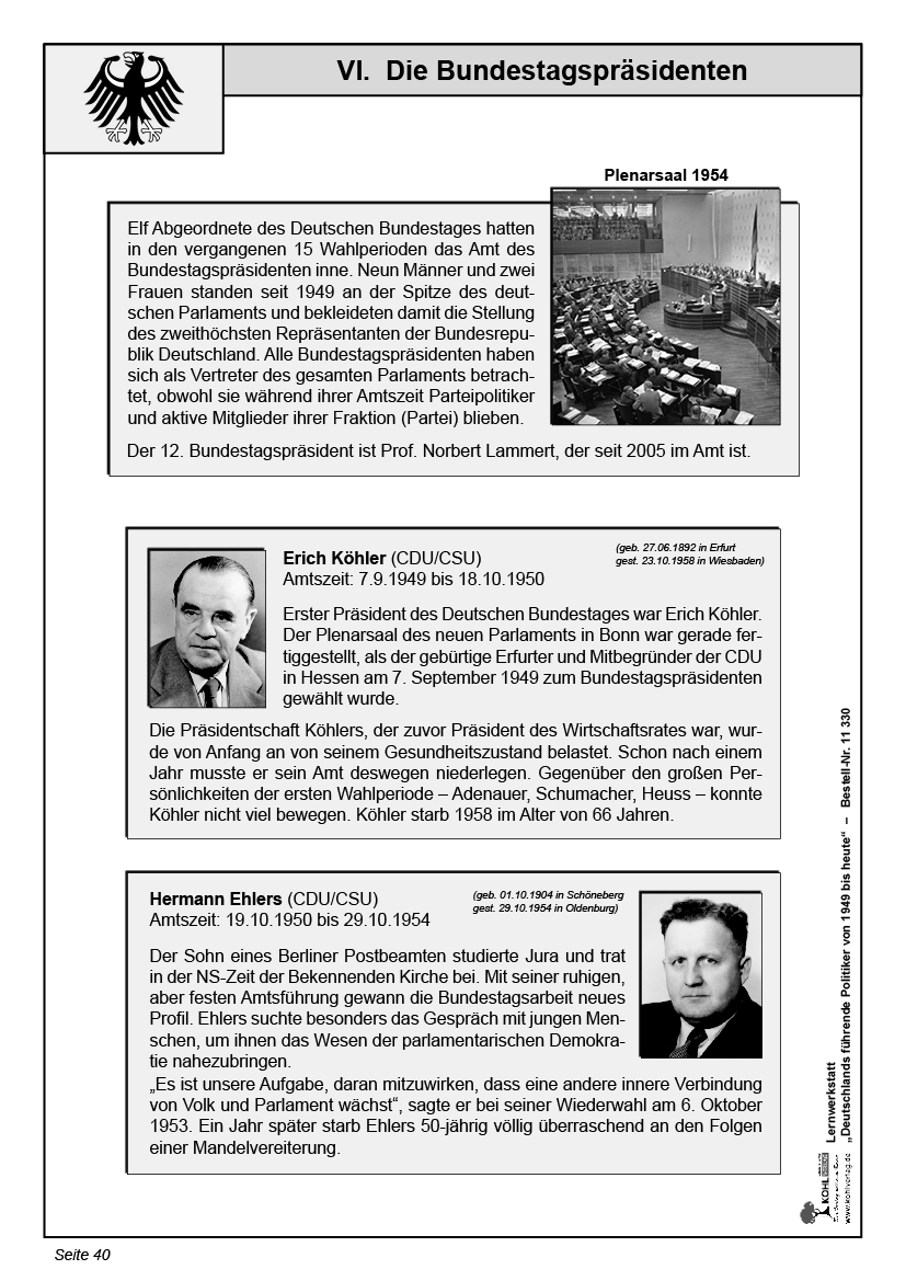 Lernwerkstatt Deutschlands führende Politiker ... von 1949 bis heute/ ab 12 J., 56 S.
