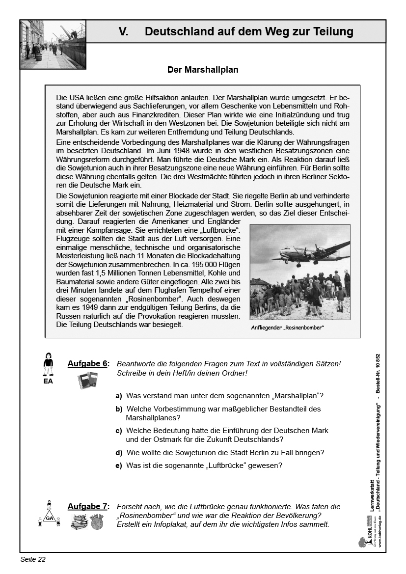 Lernwerkstatt Deutschland - Teilung und Wiedervereinigung/ ab 12 J., 72 S.