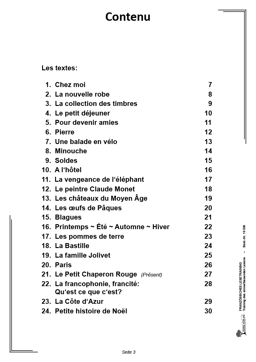 Französisches Lesetraining - Sinnerfassendes Lesen in französischer Sprache/ ab 11 Jahre/ PDF