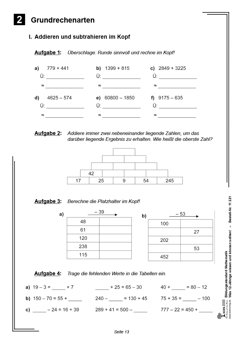 Bildungsstandard Mathematik Was 12-Jährige wissen und können sollten!, PDF