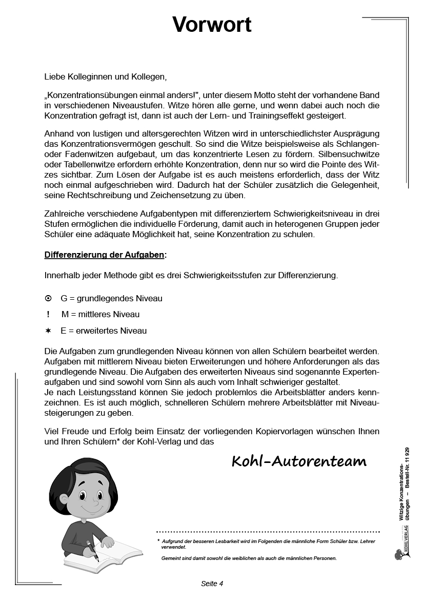 Witzige Konzentrationsübungen, ab 8 Jahre, PDF