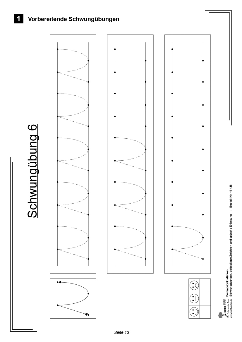 Feinmotorik stärken Schwungübungen, beidseitiges Zeichnen und optische Erfassung, ab 6 J., PDF